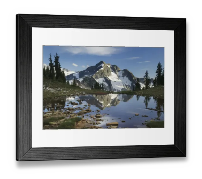 Framed Print : Whatcom Peak reflected in Tapto Lake, North Cascades National Park