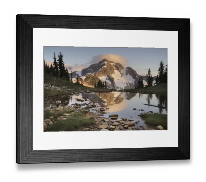 Framed Print : Whatcom Peak reflected in Tapto Lake, North Cascades National Park Framed Print : Whatcom Peak reflected in Tapto Lake, North Cascades National Park