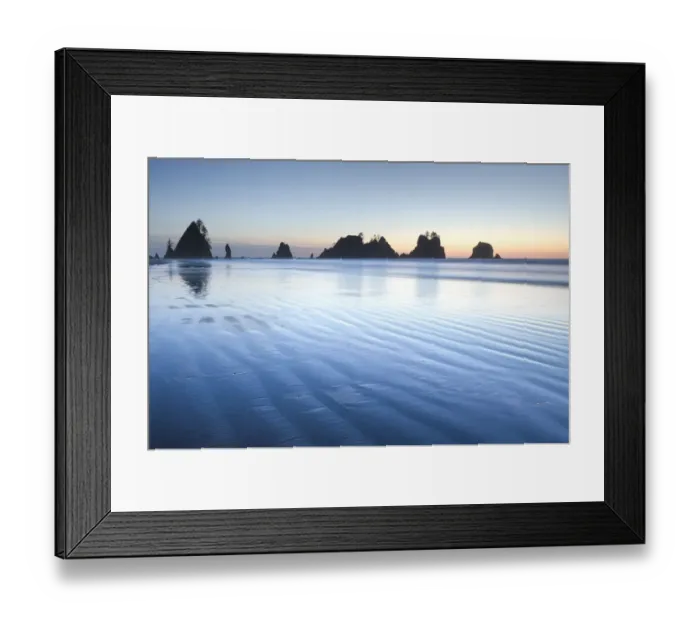 Framed Print : Twilight over Shi Shi Beach, sea stacks of Point of the Arches are in the distance Framed Print : Twilight over Shi Shi Beach, sea stacks of Point of the Arches are in the distance
