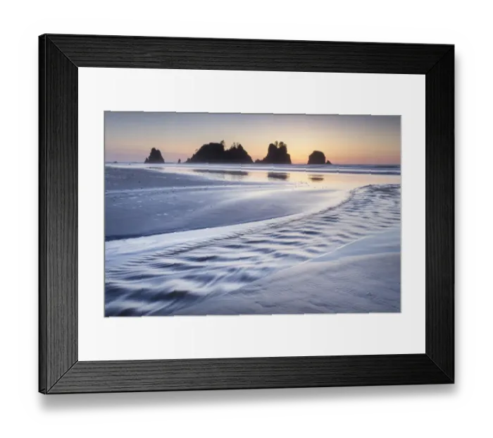 Framed Print : Twilight over Shi Shi Beach, sea stacks of Point of the Arches are in the distance Framed Print : Twilight over Shi Shi Beach, sea stacks of Point of the Arches are in the distance