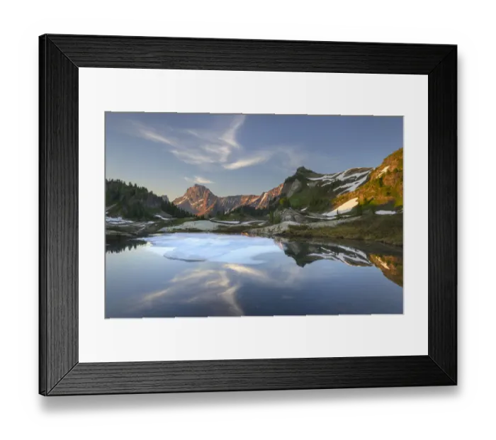 Framed Print : Partially thawed tarn, Yellow Aster Butte Basin