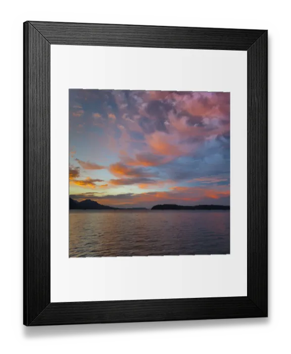 Framed Print : USA, Washington State, Seabeck. Sunset over Hood Canal