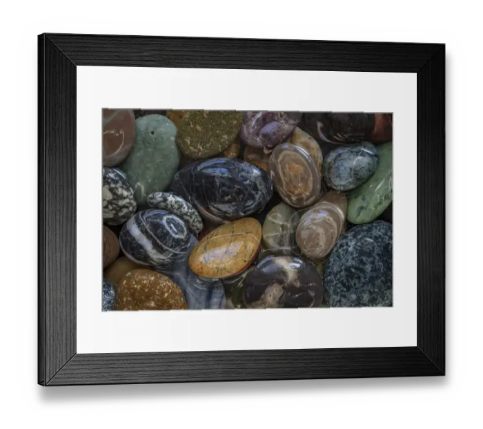 Framed Print : USA, Washington State, Seabeck. Close-up of wet beach stones Framed Print : USA, Washington State, Seabeck. Close-up of wet beach stones