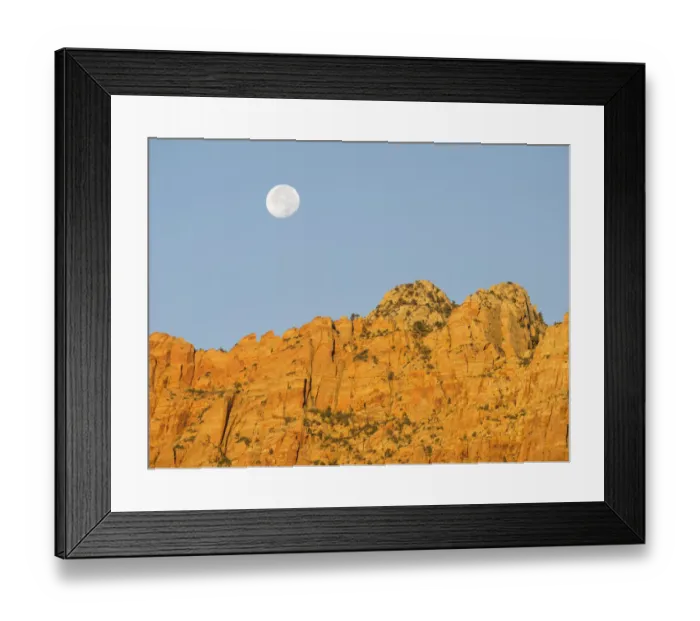 Framed Print : USA, Utah. Zion National Park, Canyon wall and full moon Framed Print : USA, Utah. Zion National Park, Canyon wall and full moon