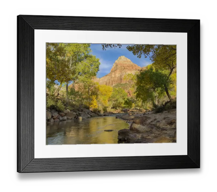 Framed Print : USA, Utah. Zion National Park, Virgin River and The Watchman Framed Print : USA, Utah. Zion National Park, Virgin River and The Watchman