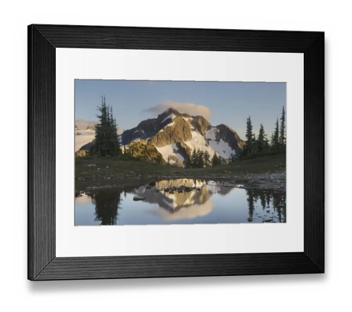 Framed Print : Whatcom Peak reflected in Tapto Lake, North Cascades National Park