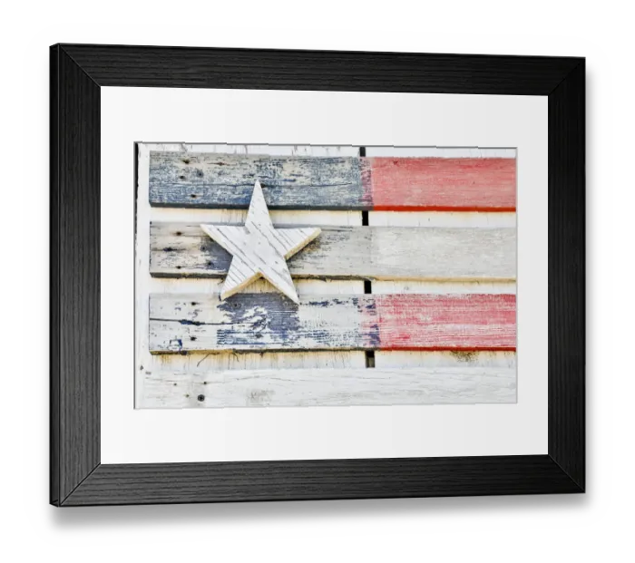 Framed Print : Flag on side of old wooden shed, Benge, Washington State