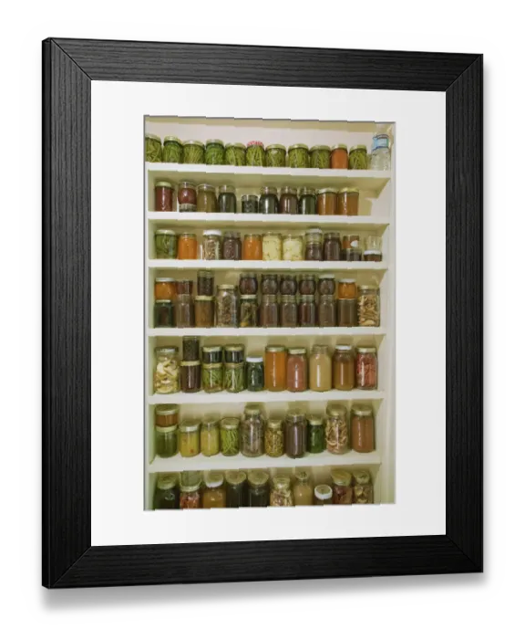 Framed Print : Pantry of preserved fruits and vegetables in canning jars. (PR) Framed Print : Pantry of preserved fruits and vegetables in canning jars. (PR)