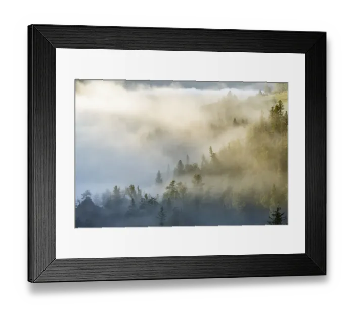 Framed Print : USA, Wyoming, Yellowstone National Park. Mist envelopes the Yellowstone River canyon Framed Print : USA, Wyoming, Yellowstone National Park. Mist envelopes the Yellowstone River canyon
