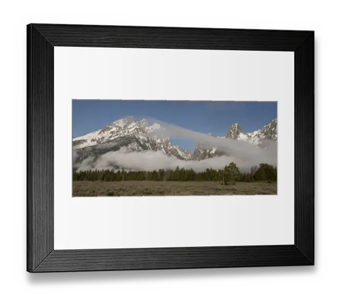 Framed Print : USA, Wyoming, Grand Teton National Park. Morning fog and mountains Framed Print : USA, Wyoming, Grand Teton National Park. Morning fog and mountains