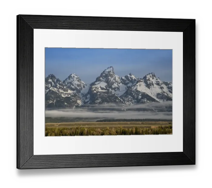 Framed Print : USA, Wyoming, Grand Teton National Park. Morning fog and mountains Framed Print : USA, Wyoming, Grand Teton National Park. Morning fog and mountains