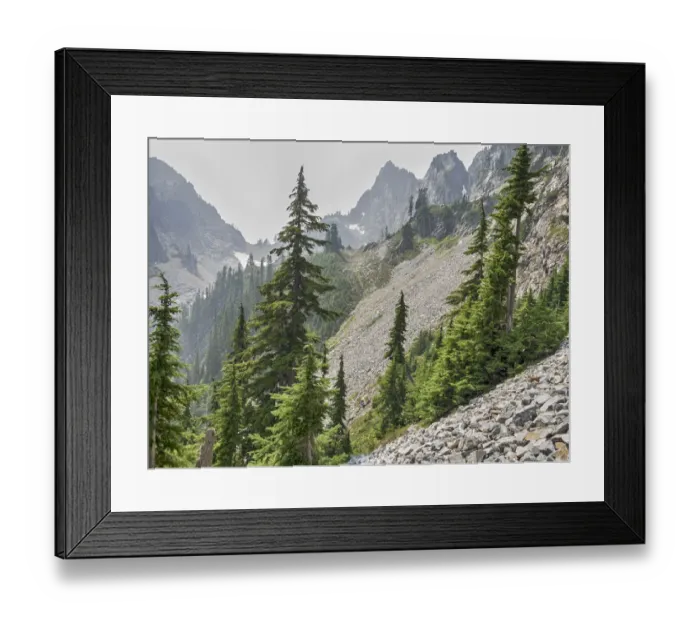 Framed Print : Washington State, Alpine Lakes Wilderness. Cross-country route, view towards Melakwa Pass