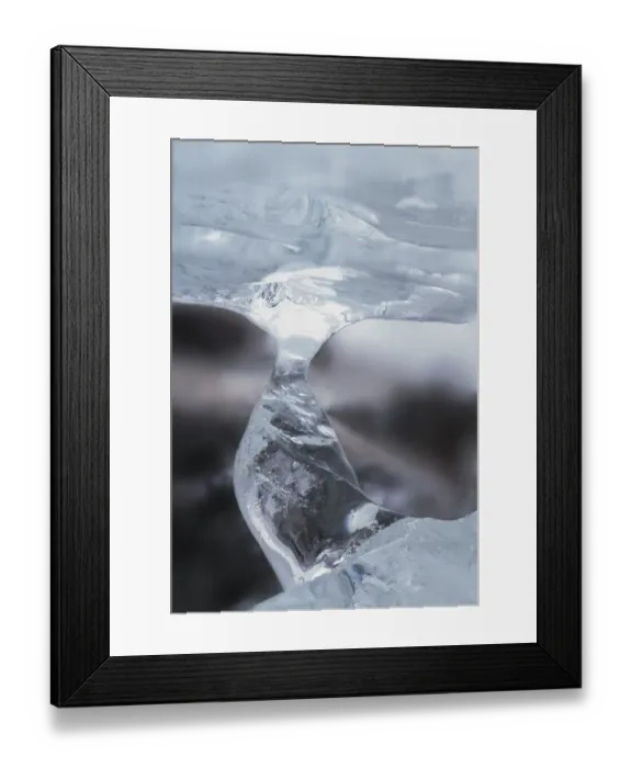 Framed Print : USA, Wyoming, Yellowstone National Park. Spring ice on lake shoreline