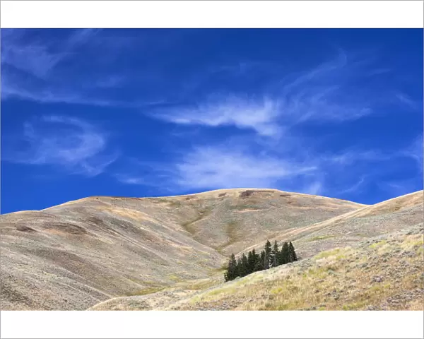 Yellowstone National Park, Lamar Valley. Beautiful clouds dot the sky above the valley