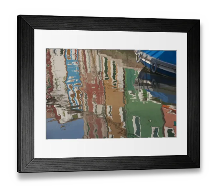 Framed Print : Italy, Burano, reflection of colorful houses in canal Framed Print : Italy, Burano, reflection of colorful houses in canal