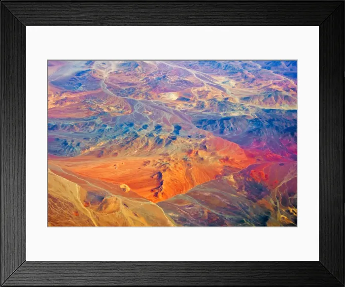 Framed Print : Aerial view of land pattern on Atacama Desert, Chile Framed Print : Aerial view of land pattern on Atacama Desert, Chile