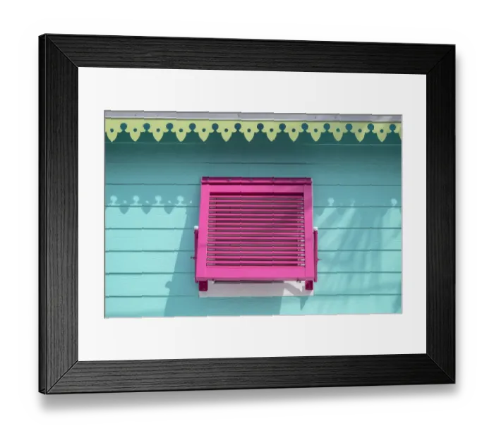 Framed Print : Colorful beach bungalow, USA