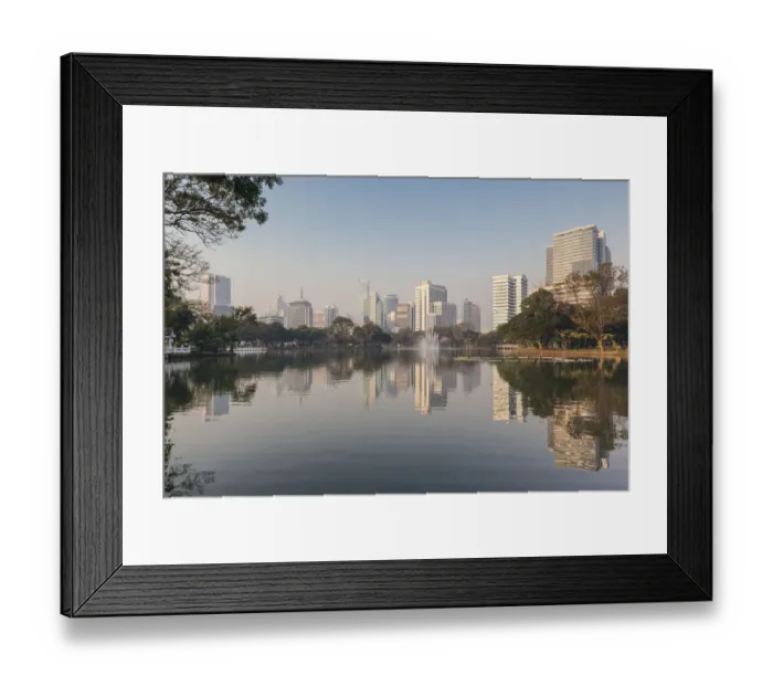 Framed Print : Thailand, Bangkok. Lumphini, Lumphini Park, city skyline at dawn Framed Print : Thailand, Bangkok. Lumphini, Lumphini Park, city skyline at dawn