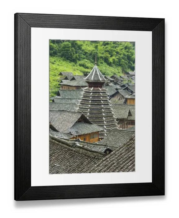 Framed Print : Dong village in the mountain, Zhaoxing, Guizhou Province, China Framed Print : Dong village in the mountain, Zhaoxing, Guizhou Province, China