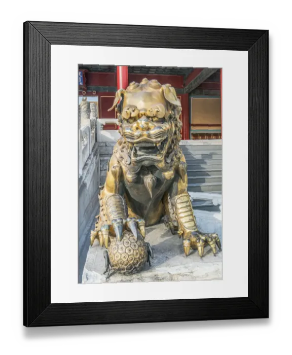 Framed Print : China, Beijing. Forbidden Citys lion guardian Framed Print : China, Beijing. Forbidden Citys lion guardian