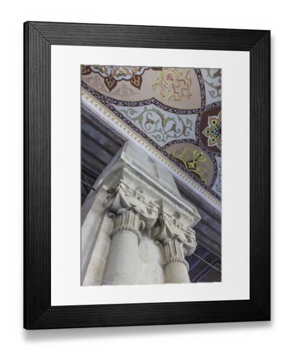 Framed Print : Azerbaijan, Samaxi. Juma Mosque or Friday Mosque interior