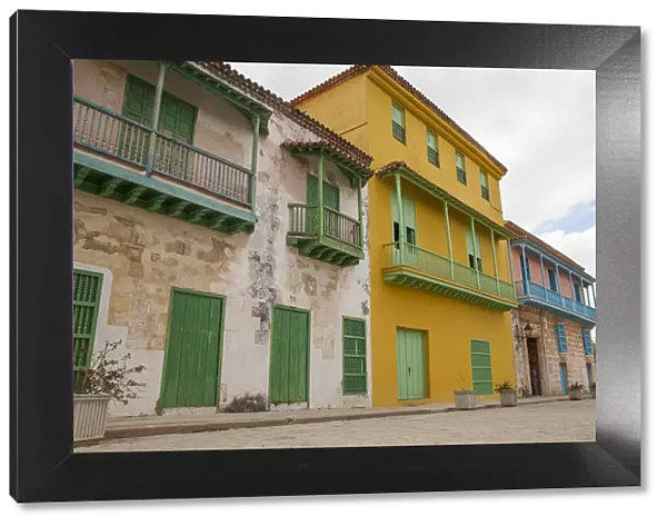 Local colorful streets and building architecture in Old Havana, Cuba