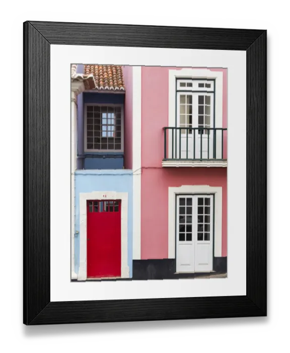 Framed Print : The typical facades of the houses in the historic center