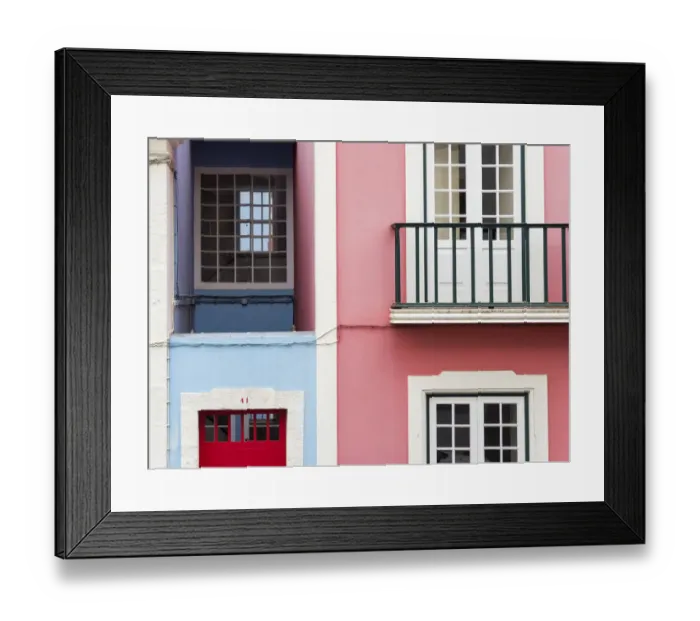 Framed Print : The typical facades of the houses in the historic center Framed Print : The typical facades of the houses in the historic center