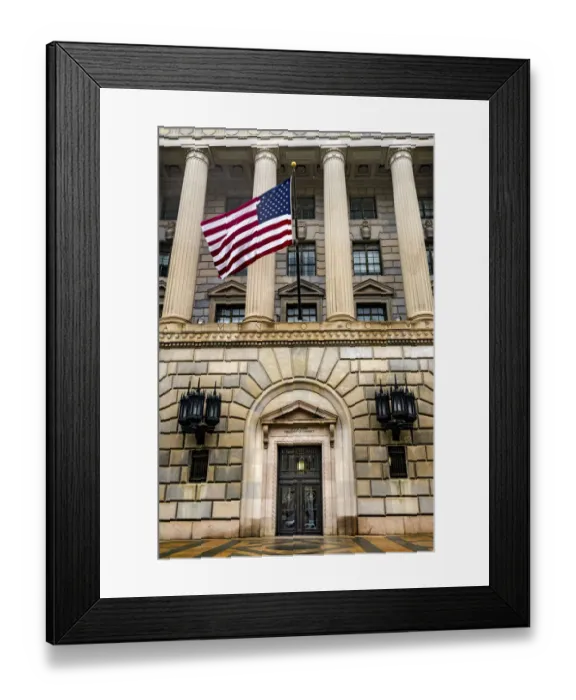 Framed Print : Main entrance to Herbert Hoover Building, Commerce Department, 14th Street, Washington DC