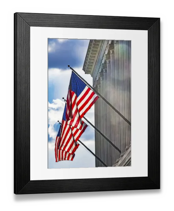 Framed Print : American flags at Herbert Hoover Building, Washington DC, USA Framed Print : American flags at Herbert Hoover Building, Washington DC, USA