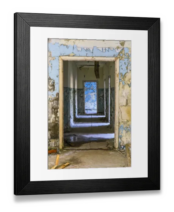 Framed Print : Ukraine, Pripyat, Chernobyl. Abandoned corridor of hospital building Framed Print : Ukraine, Pripyat, Chernobyl. Abandoned corridor of hospital building