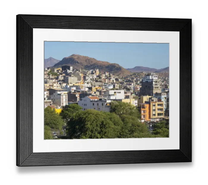 Framed Print : City view from Plato towards the western quarters. The capital Praia on the Ilha de