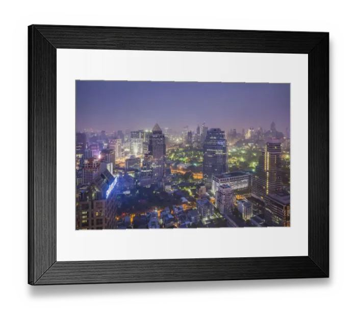 Framed Print : Thailand, Bangkok. Lumphini, high angle city skyline at dawn