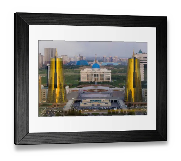 Framed Print : Golden Towers and Ak Orda Presidential Palace in the middle, Astana, Kazakhstan Framed Print : Golden Towers and Ak Orda Presidential Palace in the middle, Astana, Kazakhstan