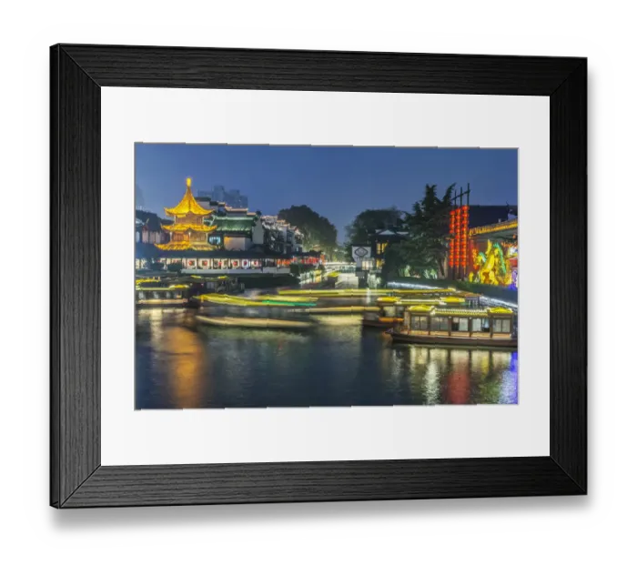 Framed Print : China, Jiangsu, Nanjing. Qinhuai River at Twilight
