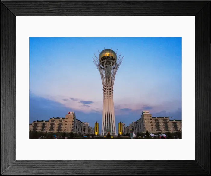 Framed Print : Bayterek Tower representing a poplar tree holding a golden egg