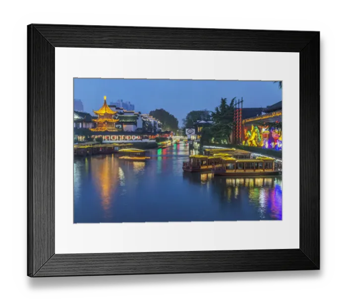 Framed Print : China, Jiangsu, Nanjing. Qinhuai River at twilight Framed Print : China, Jiangsu, Nanjing. Qinhuai River at twilight