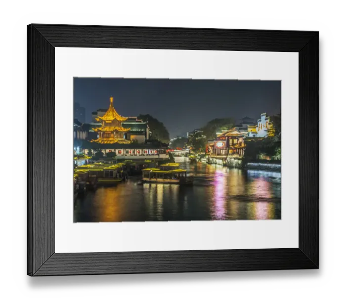 Framed Print : China, Jiangsu, Nanjing. Qinhuai River at twilight Framed Print : China, Jiangsu, Nanjing. Qinhuai River at twilight