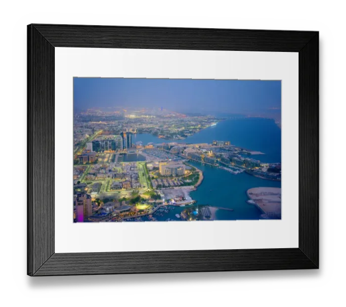 Framed Print : Aerial view of marina, Abu Dhabi, United Arab Emirates Framed Print : Aerial view of marina, Abu Dhabi, United Arab Emirates