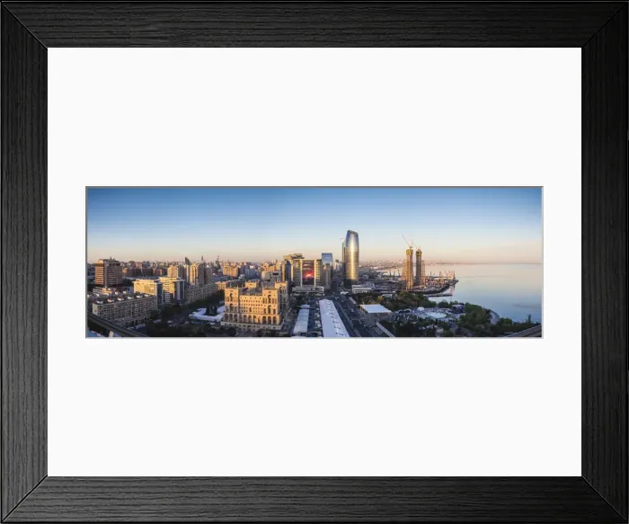 Framed Print : Azerbaijan, Baku. Skyline with Dom Soviet Government House Framed Print : Azerbaijan, Baku. Skyline with Dom Soviet Government House