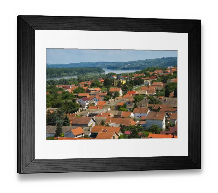 Framed Print : Cityscape of Sremski Karlovci by the Danube River, Serbia