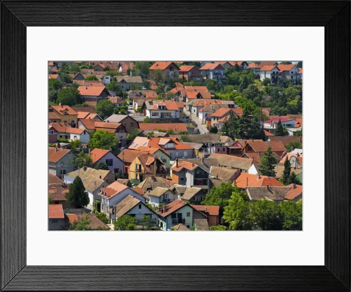 Framed Print : Cityscape of red roof houses, Sremski Karlovci, Serbia Framed Print : Cityscape of red roof houses, Sremski Karlovci, Serbia