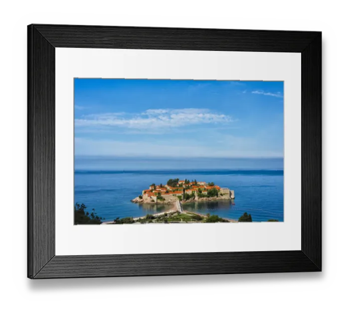 Framed Print : Sveti Stefan in the Adriatic Sea, Budva, Montenegro
