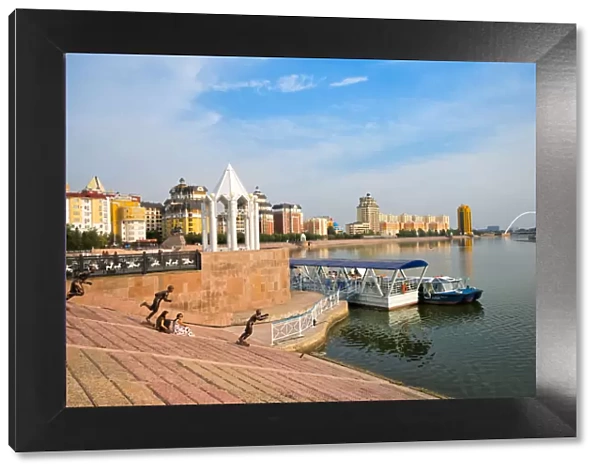 Cityscape along the banks of Ishim River, Astana, Kazakhstan