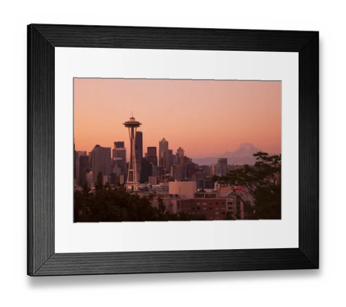Framed Print : Seattle, Washington State. Skyline at night from Queen Annes Hill with Space Needle