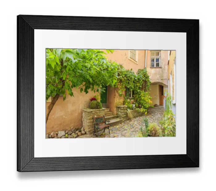 Framed Print : Baltic States, Estonia, Tallinn. Tallinn Old Town, city windows with vine covered Framed Print : Baltic States, Estonia, Tallinn. Tallinn Old Town, city windows with vine covered