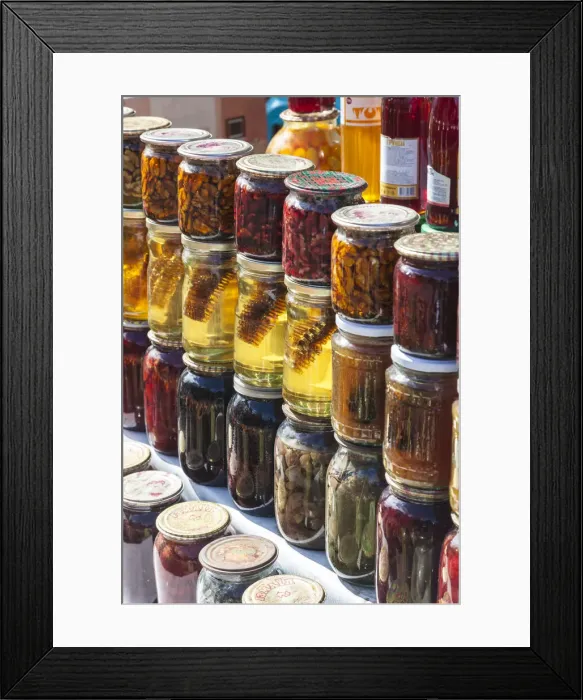 Framed Print : Azerbaijan, Vandam. Fruit market, honey and preserves