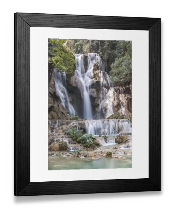 Framed Print : Laos, Luang Prabang. Tat Kuang Si Waterfall Framed Print : Laos, Luang Prabang. Tat Kuang Si Waterfall