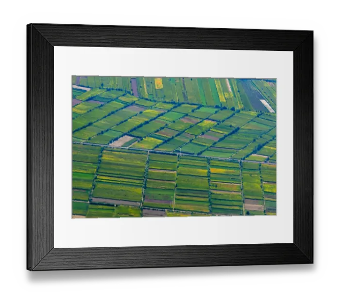 Framed Print : Aerial view of farmland, Xinjiang Province, China Framed Print : Aerial view of farmland, Xinjiang Province, China
