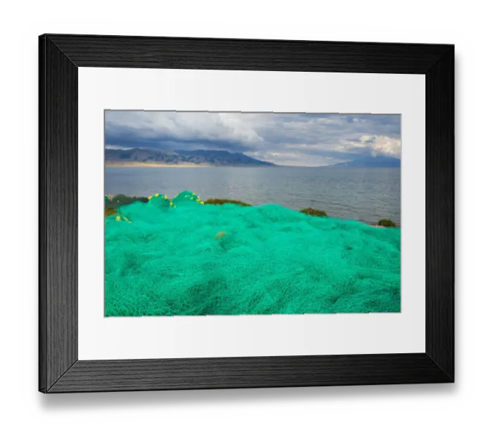 Framed Print : Fish net on the shore of Sayram Lake, Yining (Ghulja), Xinjiang Province, China Framed Print : Fish net on the shore of Sayram Lake, Yining (Ghulja), Xinjiang Province, China